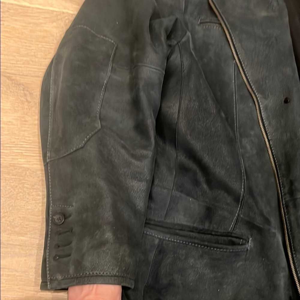 Dark Gray/ Black suede/leather Italian Jacket. - Picture 3 of 12